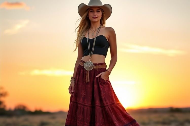 Boho Cowgirl with Maxi Skirts